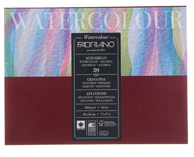 Fabriano Watercolour - Fin Gräng 200 gram - 75 ark