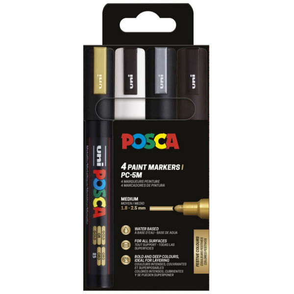 POSCA PC-5M set PC-5M 4-pack BWSG