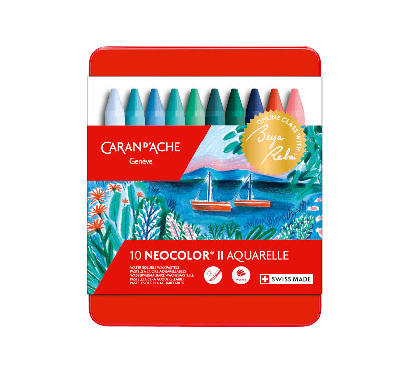 Kritset Caran d´Ache Neocolor II, Beya Rebaï cold shades, metal box 10 colours