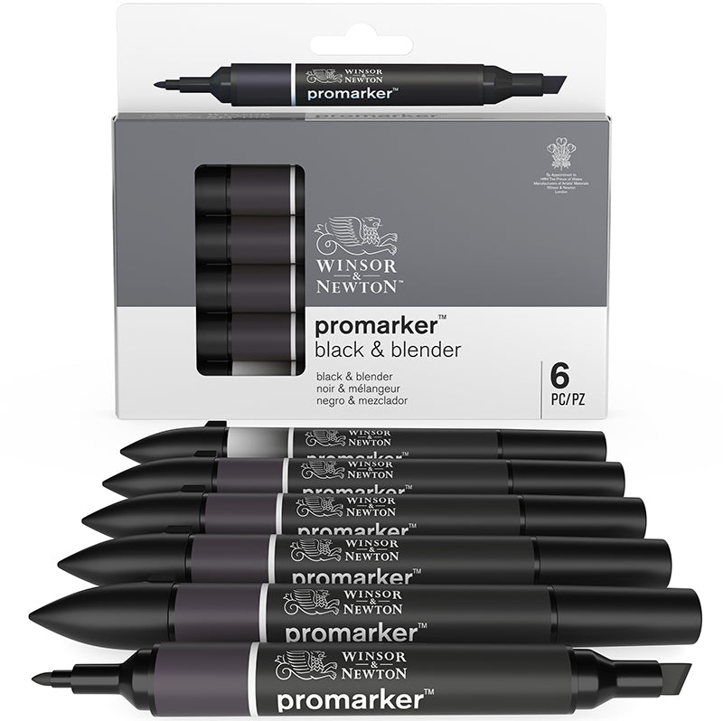 ProMarker set Winsor & Newton 5 Black & 1 Blender