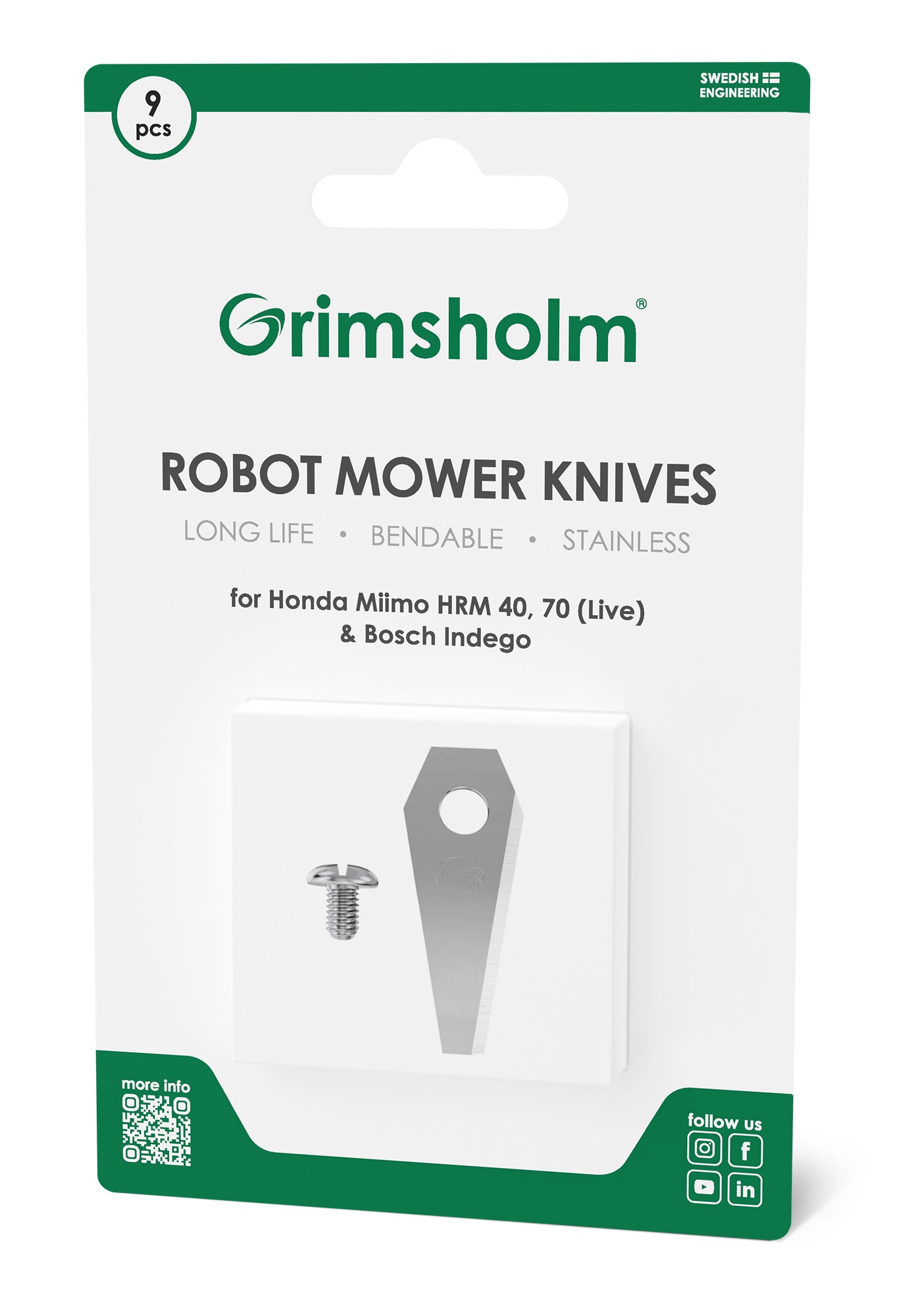 Knivar till Bosch Indego & Honda Miimo, 9-pack