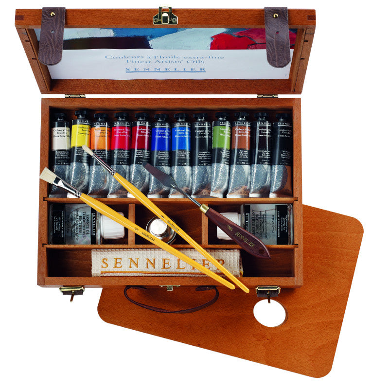 Oljefärgset Sennelier Artist Träskrin 12 tuber á 40 ml