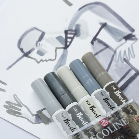 Talens Ecoline Brush Pen Set 5 Grey