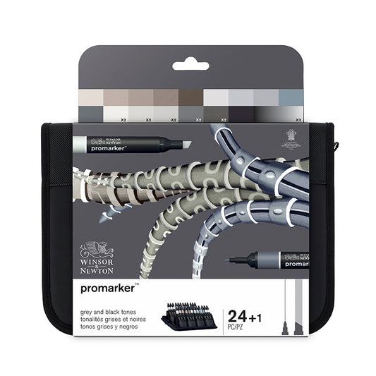 ProMarker set Winsor & Newton 24 Black & Greys Wallet set