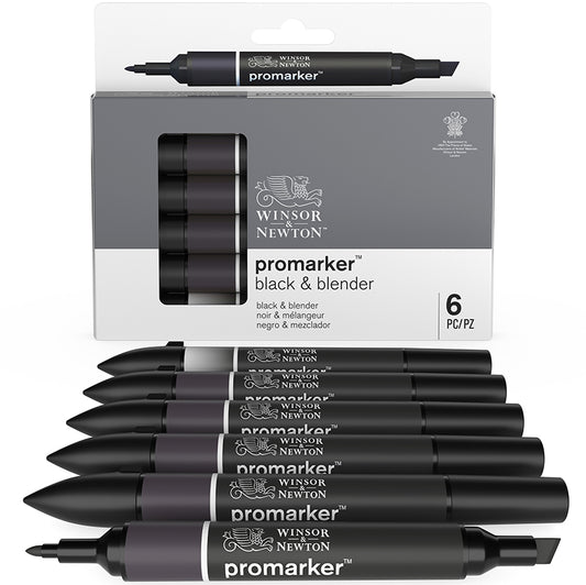 ProMarker set Winsor & Newton 5 Black & 1 Blender