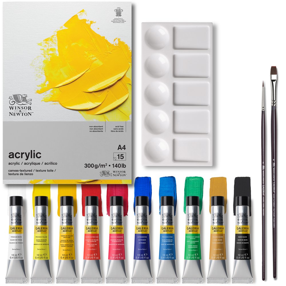 Winsor & Newton Galeria Cardboard Set 10×12 ml (med papper & penslar)