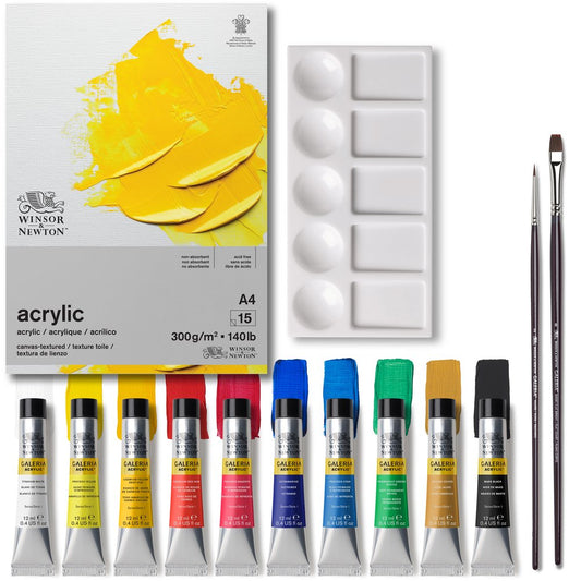 Winsor & Newton Galeria Cardboard Set 10×12 ml (med papper & penslar)