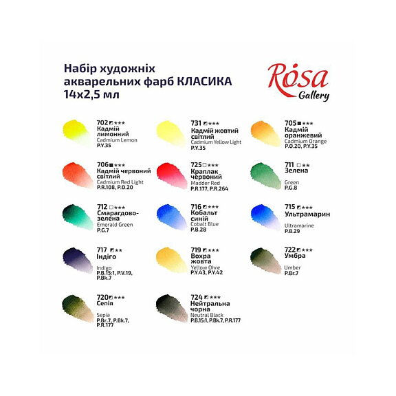 Rosa Gallery Akvarellset Classic set 14